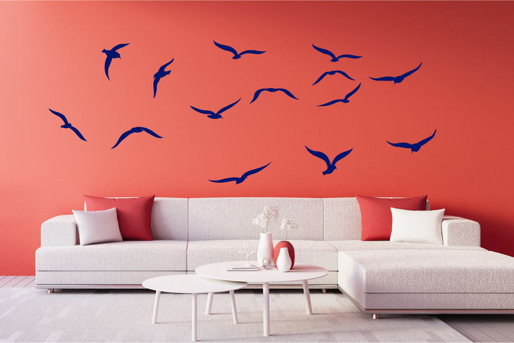 Tropical Seagull Bird Silhouettes Coastal Vinyl Wall Decal