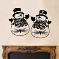 Primitive Snowman Christmas Set of 2 Vinyl Wall Decal