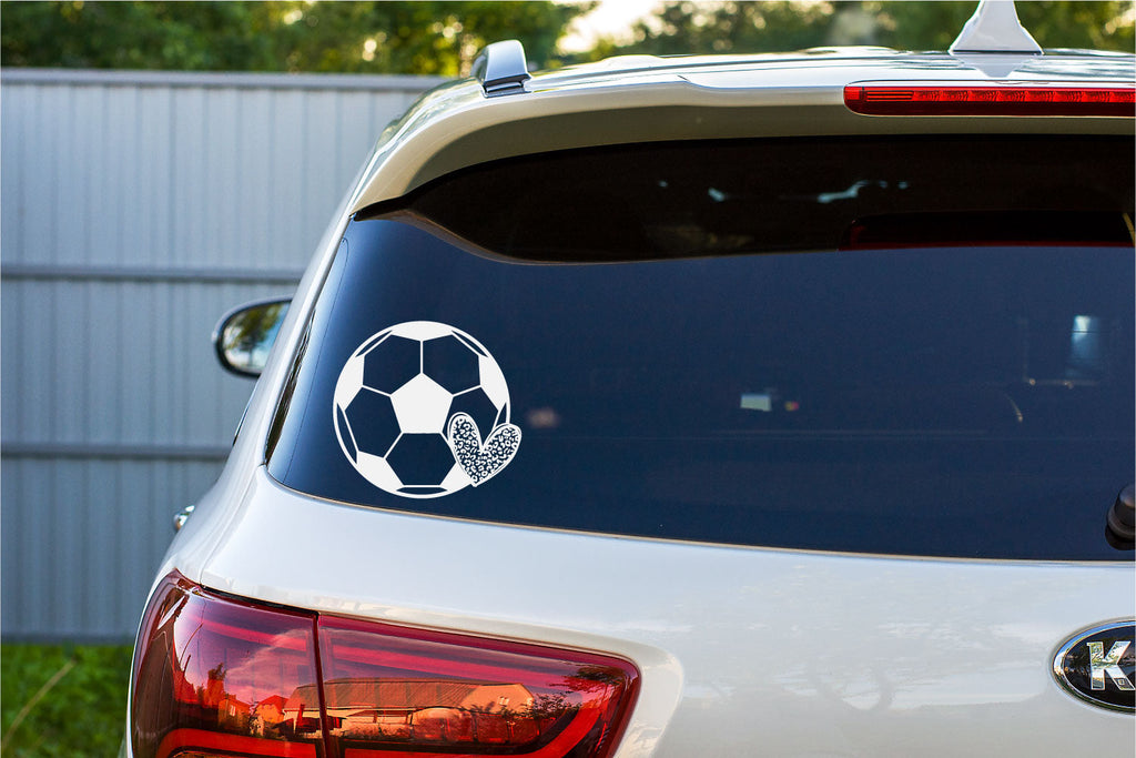 Soccer Ball with Leopard Print Heart Vinyl Wall Decal