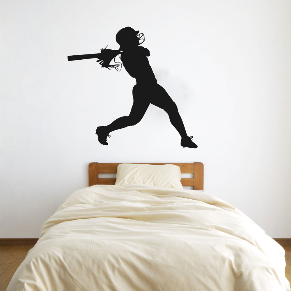 Softball Player Batter Silhouette Vinyl Wall Decal