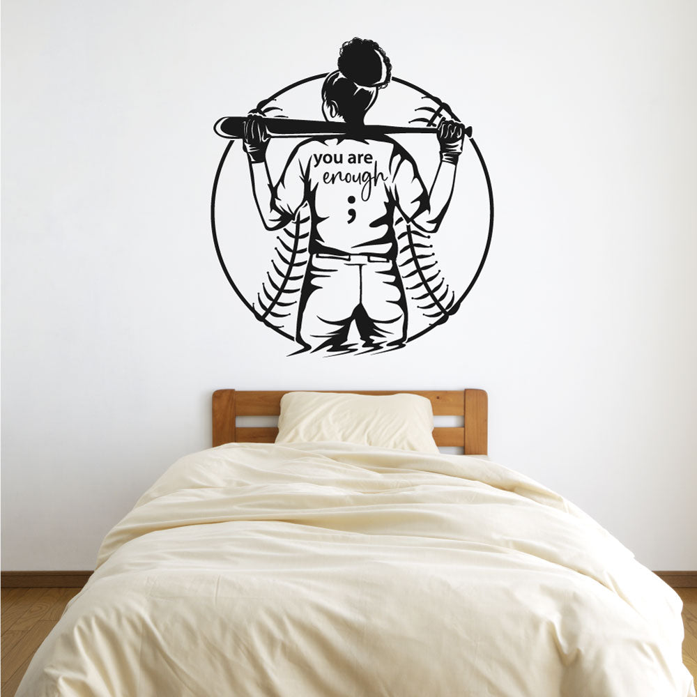 Softball You Are Enough Vinyl Wall Words Decal