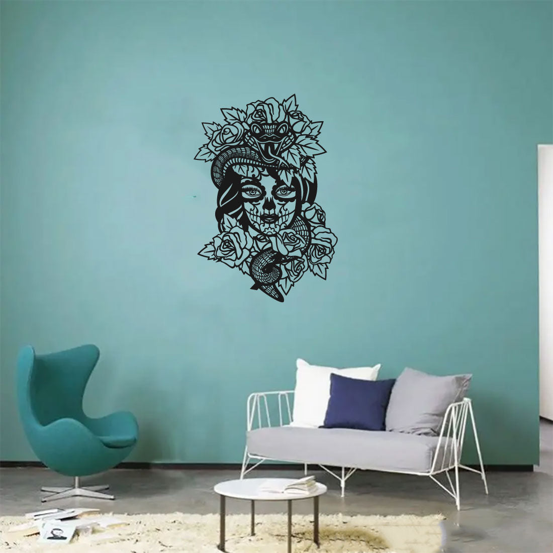 Sugar Skull Girl and Snake Vinyl Wall Decal
