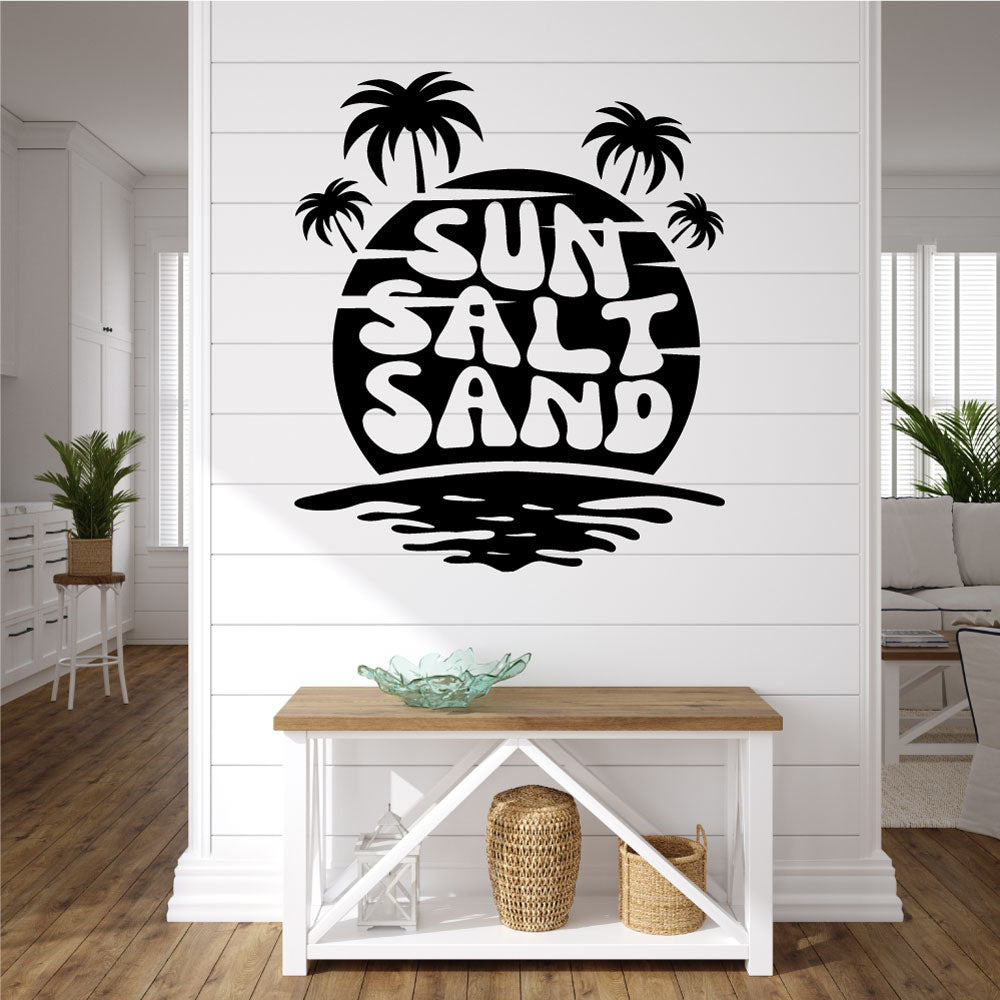Sun Salt Sand with Palm Trees Beach Vinyl Wall Decal
