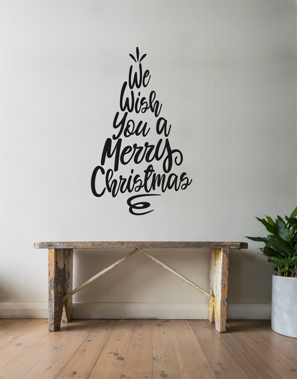 We Wish You A Merry Christmas Tree Vinyl Wall Decal