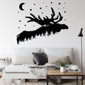 Wild Moose and Forest with Moon and Stars Vinyl Wall Decal