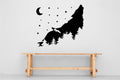 Wolf Howling at the Moon with Stars and Forest Vinyl Wall Decal
