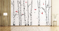Winter Birch Trees and Birds Vinyl Wall Decal