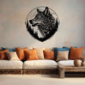 Wolf Head with Moon and Forest Vinyl Wall Decal