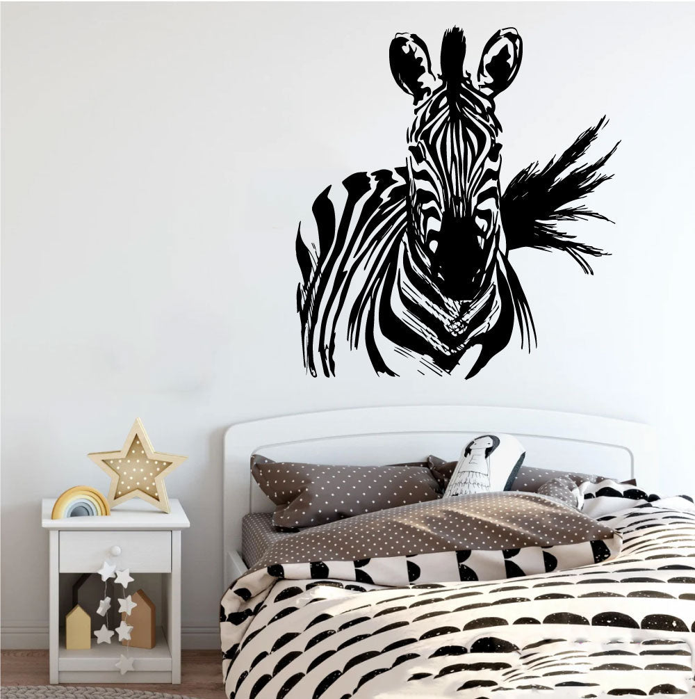 Zebra Head Silhouette Vinyl Home Decor Wall Decal 