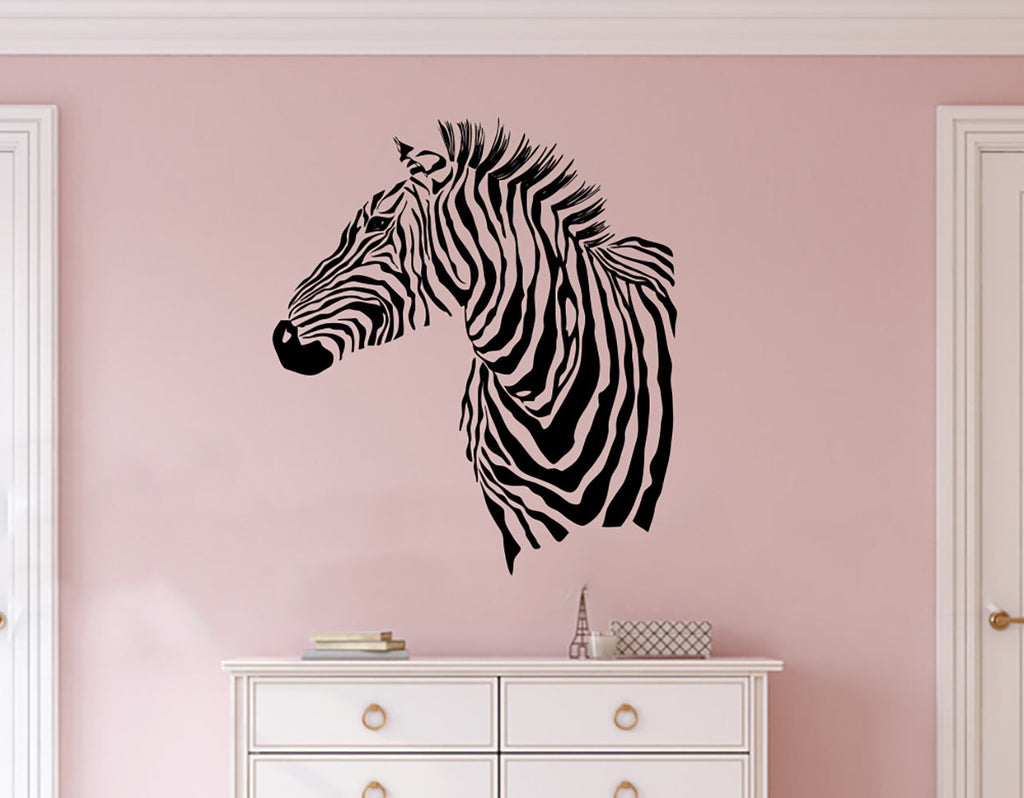 Zebra Head Silhouette Vinyl Home Decor Wall Decal 