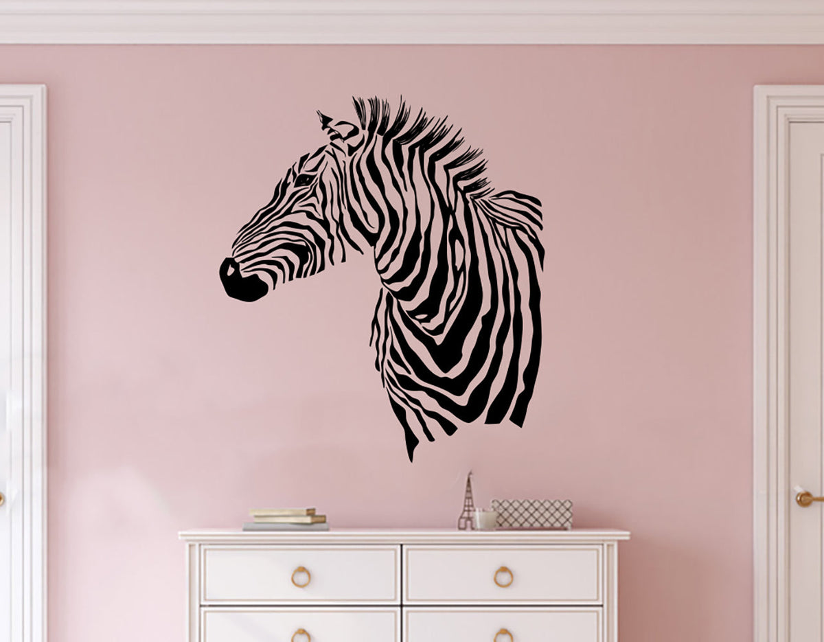 Zebra Head Silhouette Vinyl Home Decor Wall Decal 