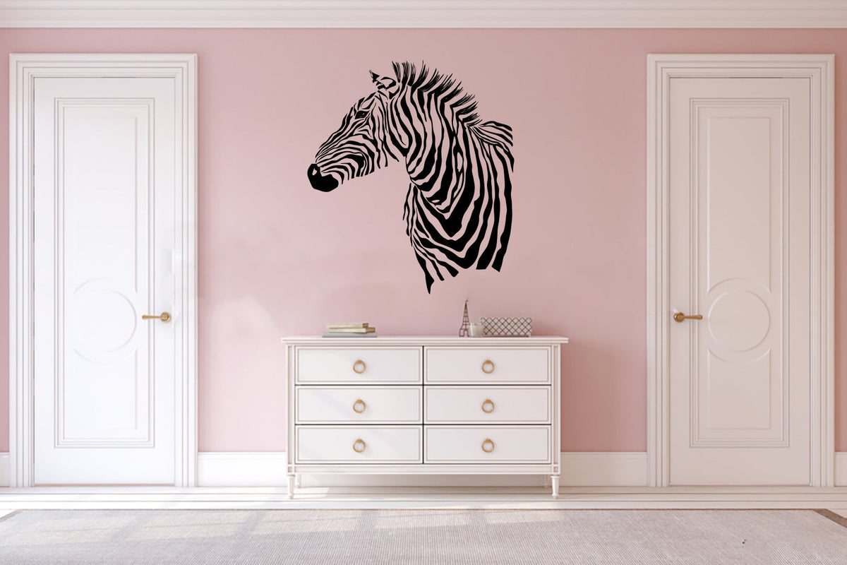 Zebra Head Silhouette Vinyl Home Decor Wall Decal 