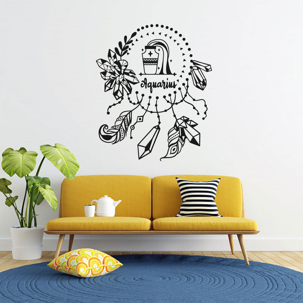 Aquarius Zodiac Astrology Dreamcatcher Vinyl Wall Decal