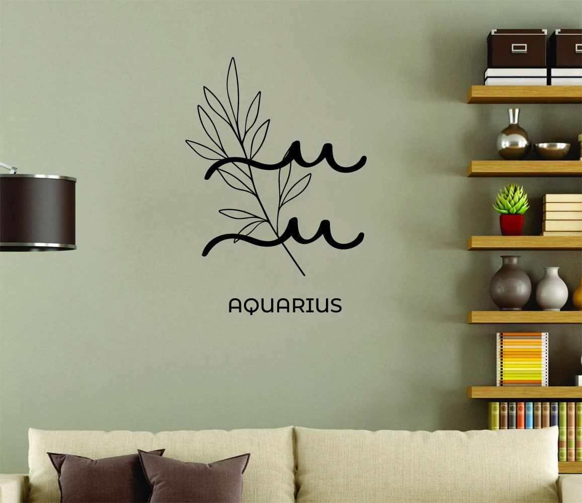 Aquarius Zodiac Floral Sign Vinyl Wall Decal