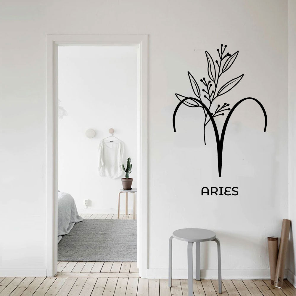 Aries Zodiac Floral Sign Vinyl Wall Decal