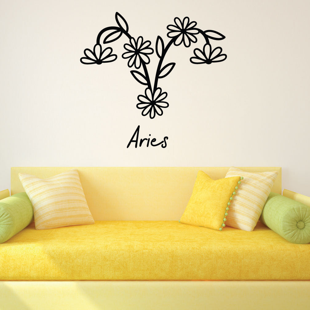 Aries Zodiac Flower Sign Vinyl Wall Decal