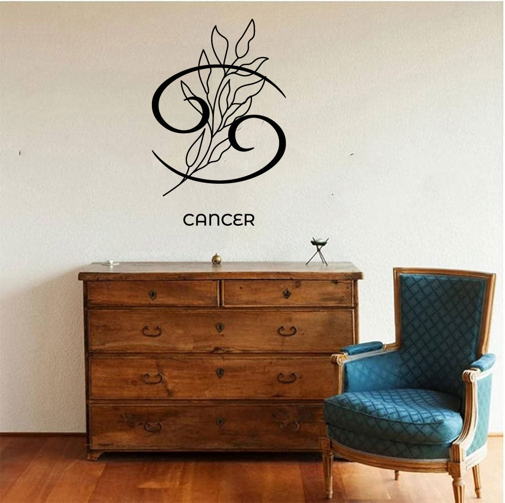 Cancer Zodiac Floral Sign Vinyl Wall Decal
