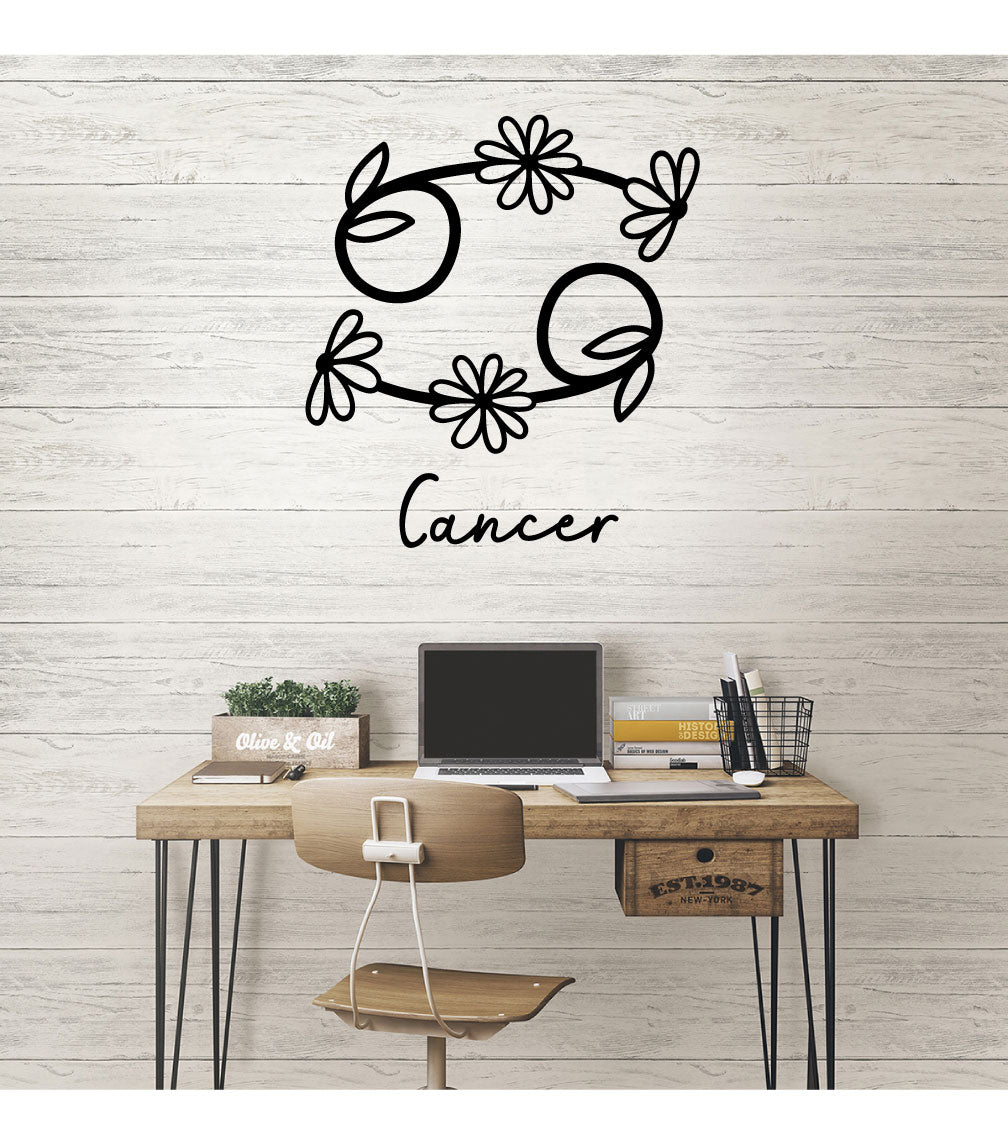 Cancer Zodiac Flower Sign Vinyl Wall Decal
