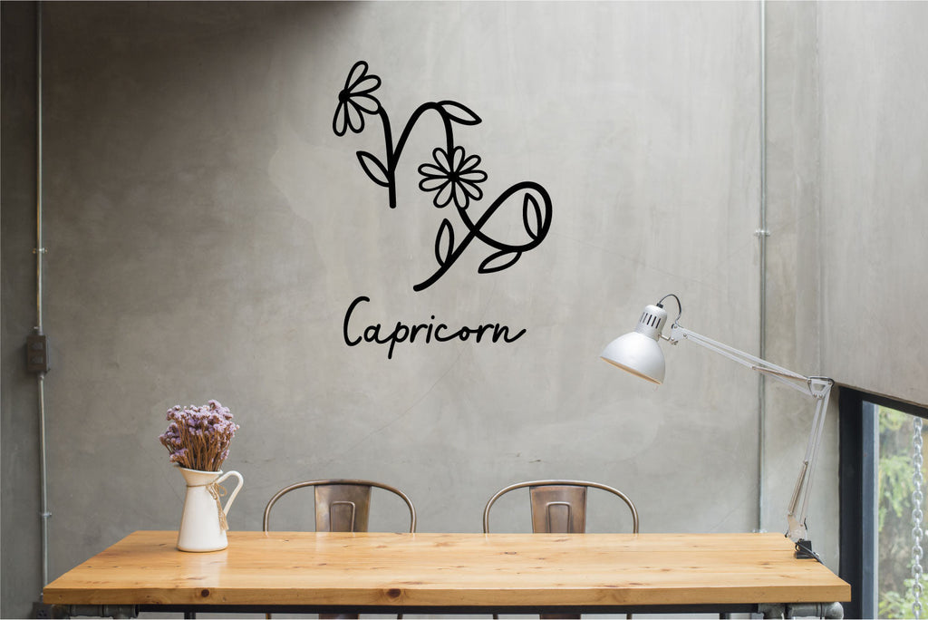 Capricorn Zodiac Flower Sign Vinyl Wall Decal