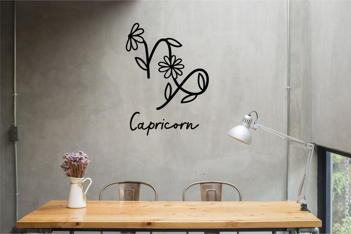 Capricorn Zodiac Flower Sign Vinyl Wall Decal