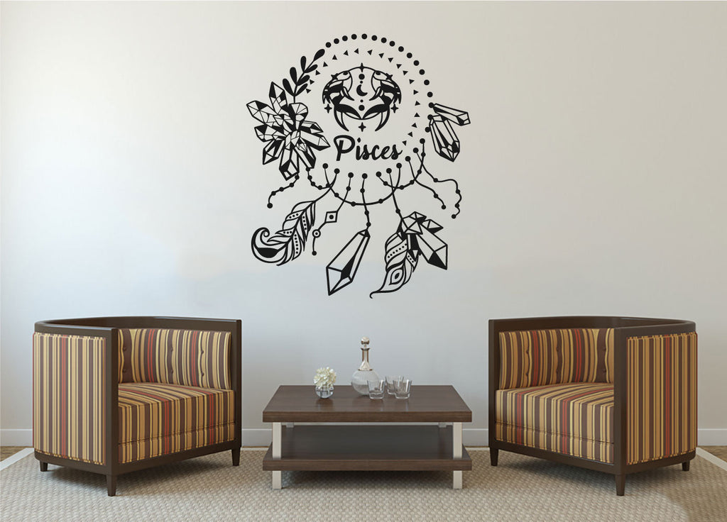Pisces Zodiac Astrology Dreamcatcher Vinyl Wall Decal