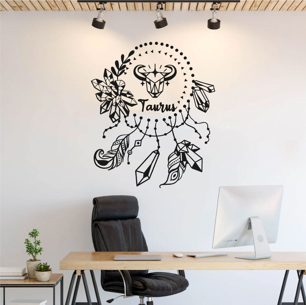Taurus Zodiac Astrology Dreamcatcher Vinyl Wall Decal