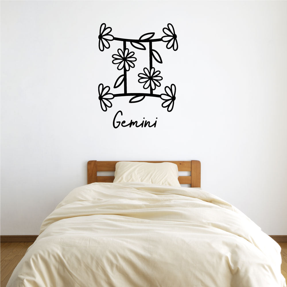 Gemini Zodiac Flower Sign Vinyl Wall Decal