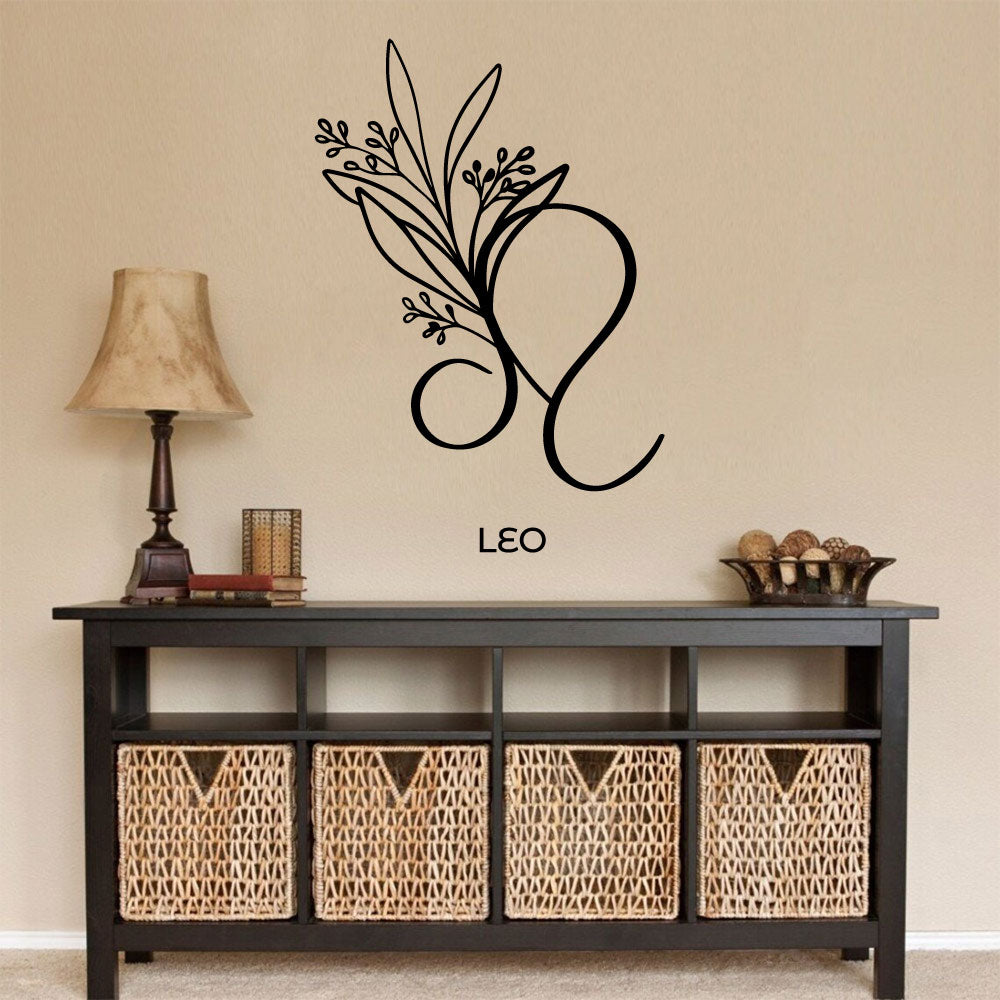 Leo Zodiac Floral Sign Vinyl Wall Decal