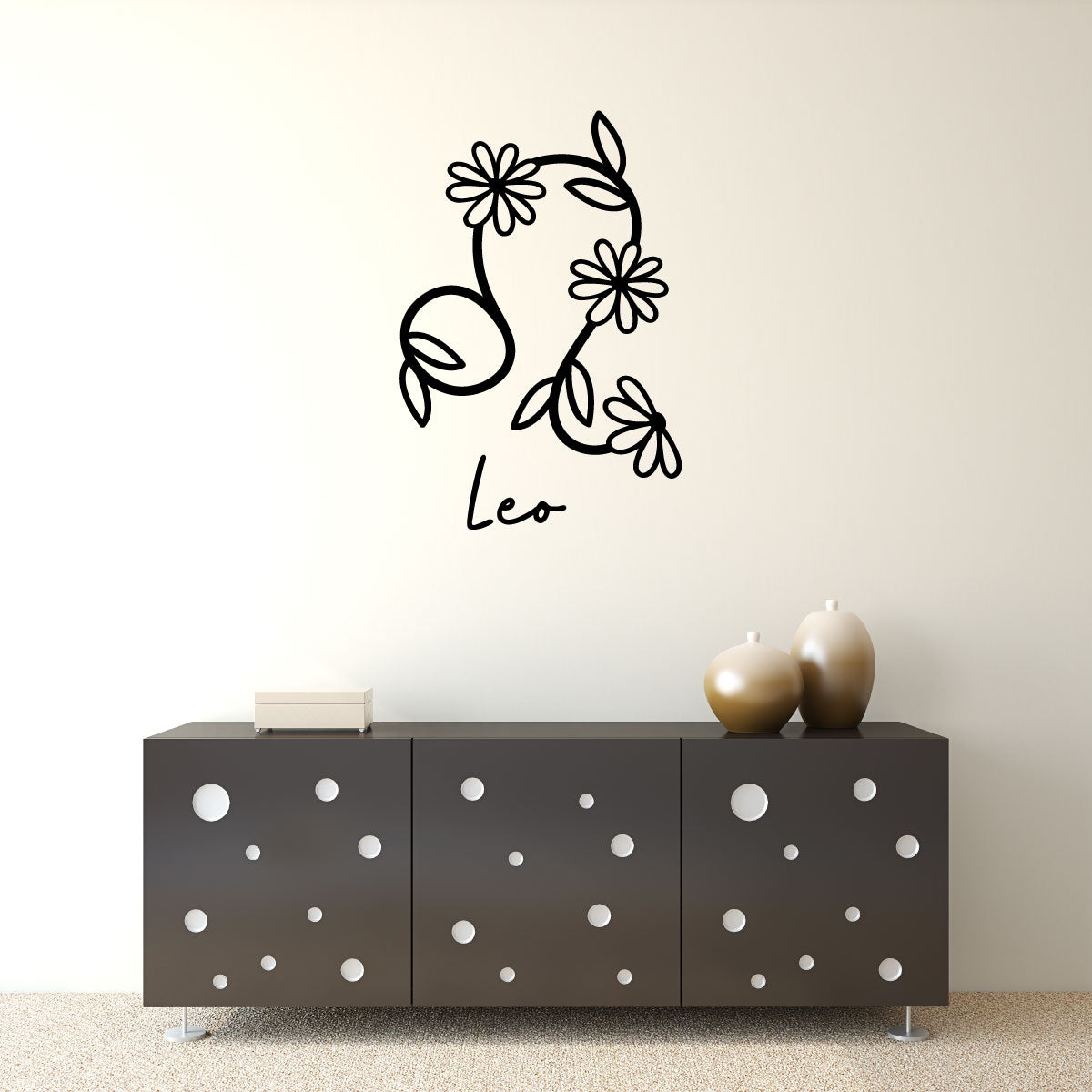 Leo Zodiac Flower Sign Vinyl Wall Decal