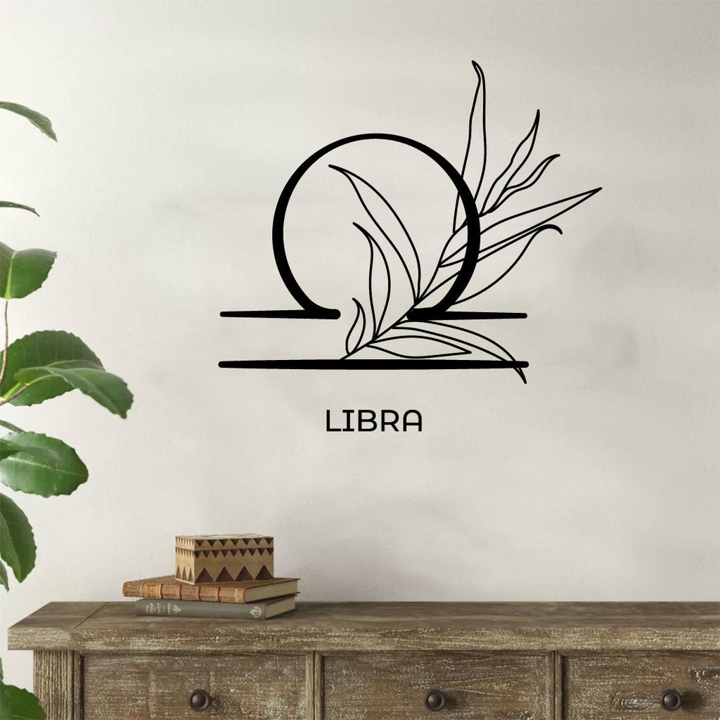 Libra Zodiac Floral Sign Vinyl Wall Decal