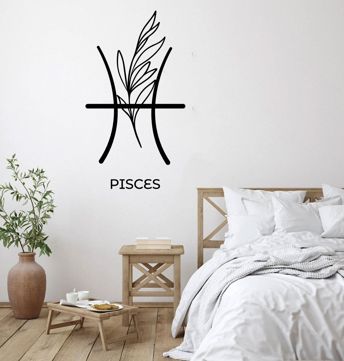 Pisces Zodiac Floral Sign Vinyl Wall Decal