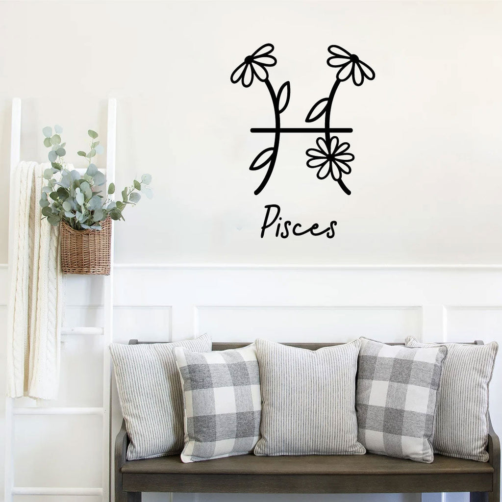 Pisces Zodiac Flower Sign Vinyl Wall Decal