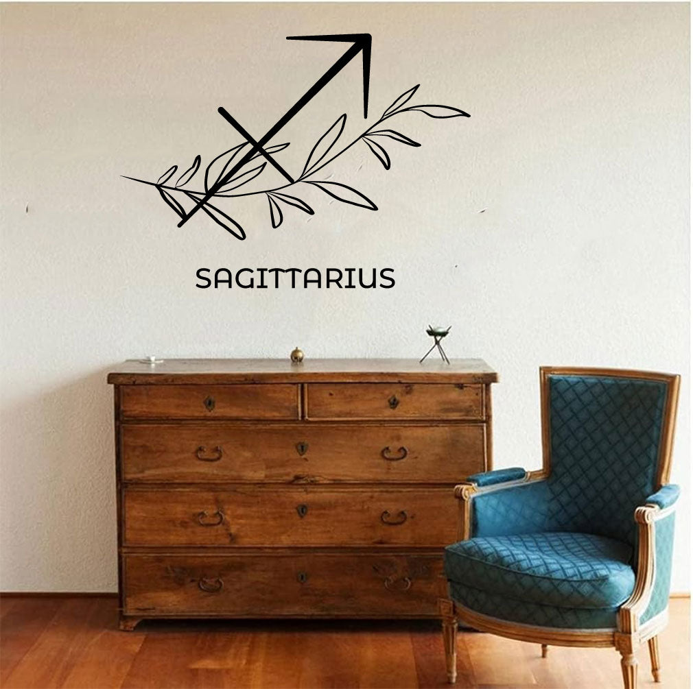 Sagittarius Zodiac Floral Sign Vinyl Wall Decal