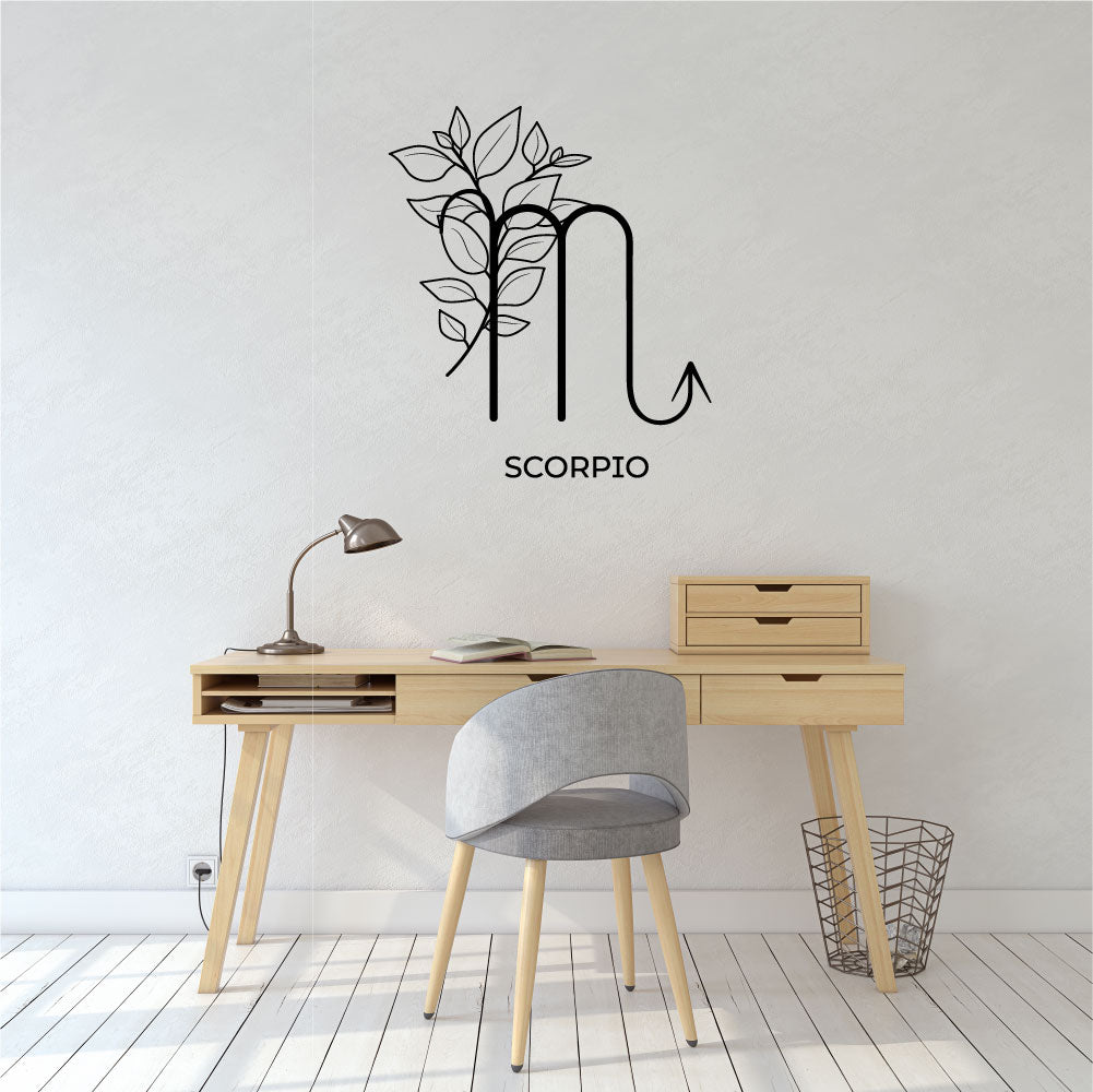Scorpio Zodiac Floral Sign Vinyl Wall Decal