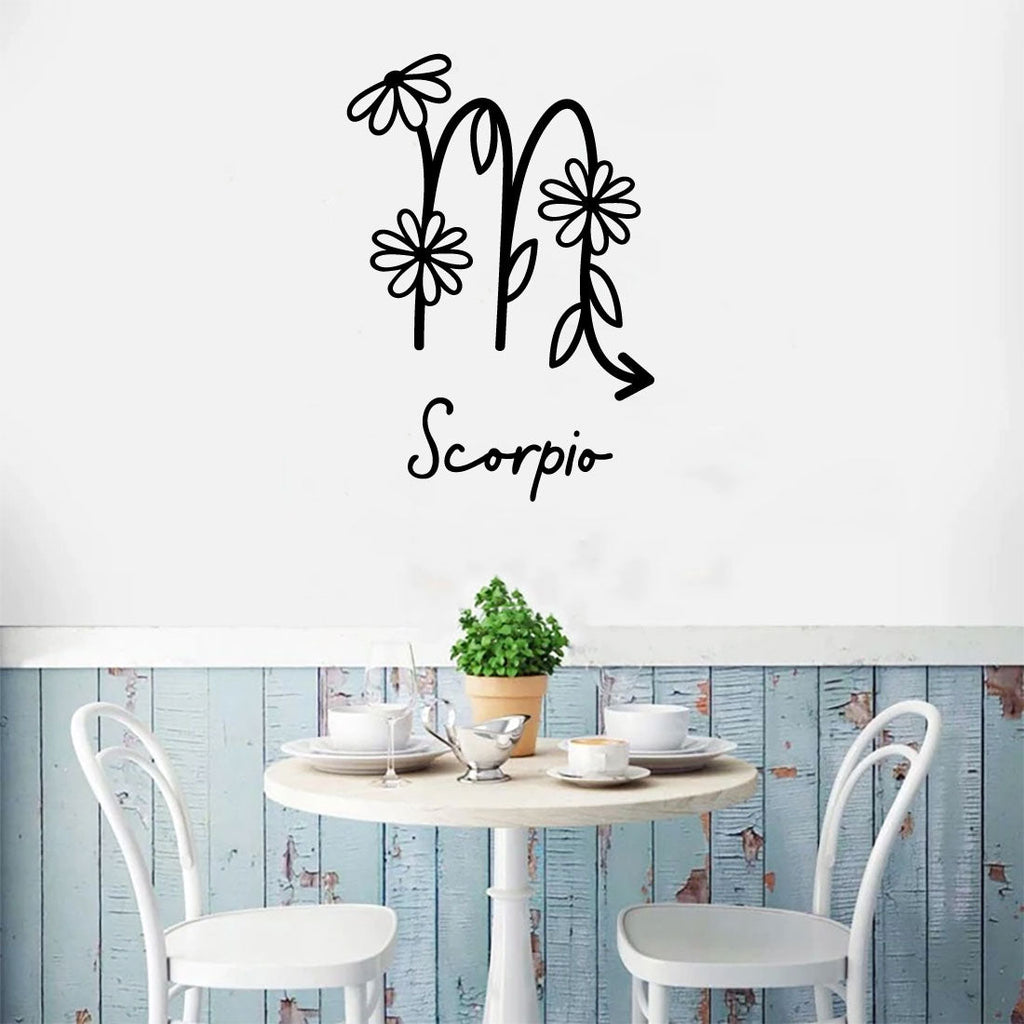 Scorpio Zodiac Flower Sign Vinyl Wall Decal