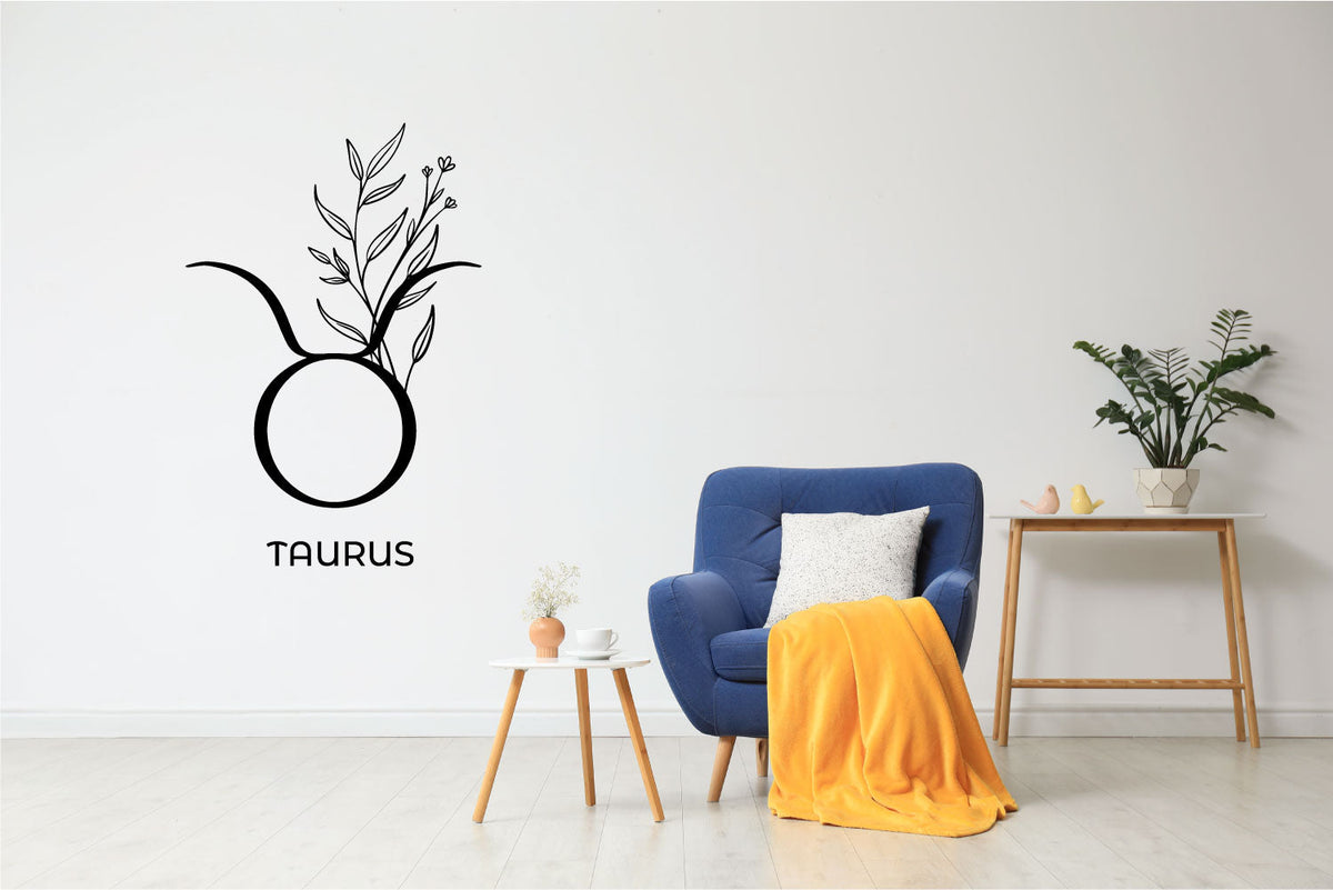 Taurus Zodiac Floral Sign Vinyl Wall Decal