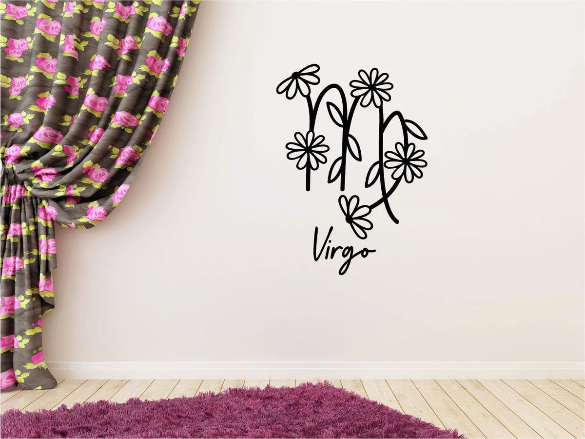 Virgo Zodiac Flower Sign Vinyl Wall Decal