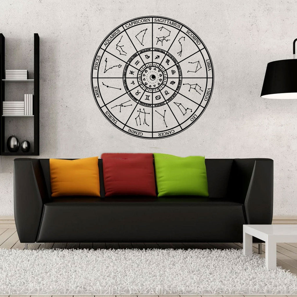 Zodiac Astrology Wheel Sun Moon Constellations Vinyl Wall Decal