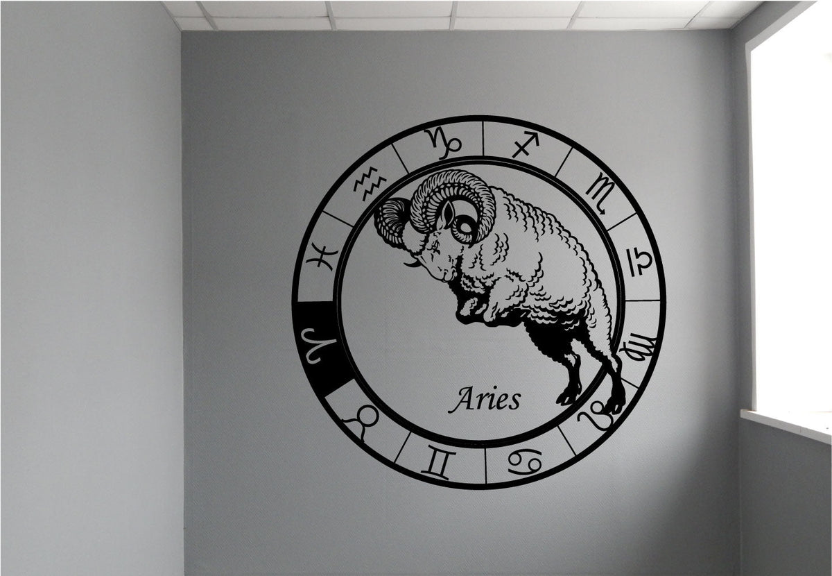 Aries Zodiac Astrology Constellation Wheel Vinyl Wall Decal