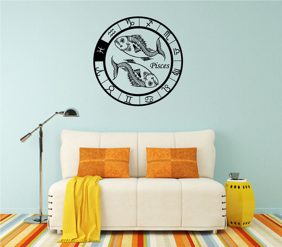 Pisces Zodiac Astrology Constellation Wheel Vinyl Wall Decal